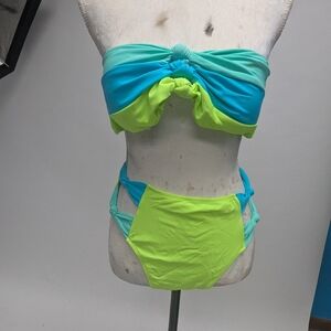 Vibrant Blue and Green Bikini Set